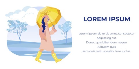 Young Woman Leisurely Walking Through Rainy Park