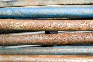 old iron scaffolding in industry side