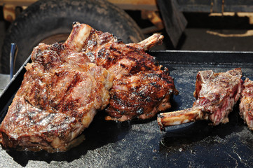 Grilled chicken on a griddle