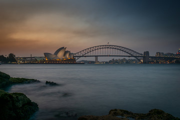 sydney harbour bridge at sunset