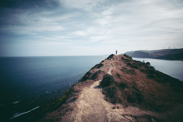 Woman hiking in New Zealand Wellington