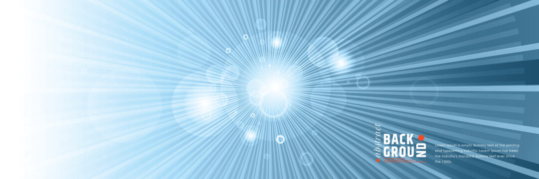 Sun light effect on blue background with copy space
