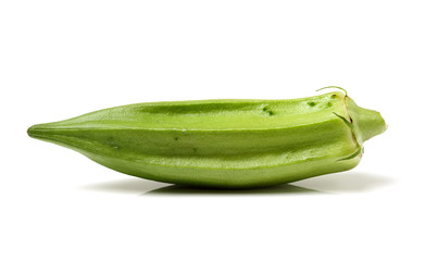 Fresh young okra isolated on white background