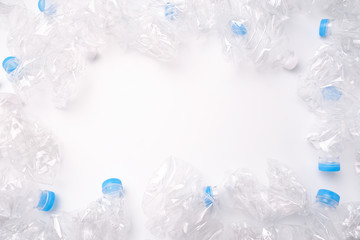 close up of a plastic bottle recycle on white background