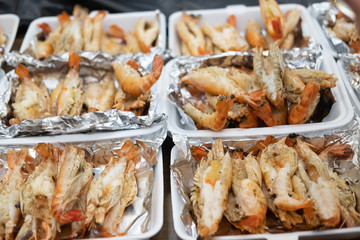 Grilled big river prawn. Thai food
