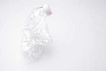 closeup plastic bottles empty recycle on white background concept