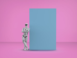 artificial intelligence cyborg or robot with empty board