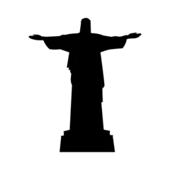 Fotobehang Jesus black silhouette of Cristo Redentor, Rio de Janeiro © Nastudio