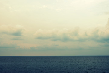Morning seascape near Cefalu town on the Sicily, Italy.  Natural toned background