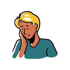 Man people avatar, isolated on white background. hand drawn line art cartoon vector illustration.