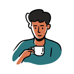 Man people avatar, isolated on white background. hand drawn line art cartoon vector illustration.