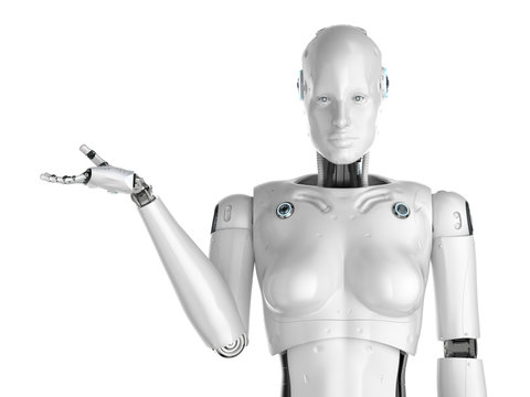 Female Cyborg Or Robot Open Hand