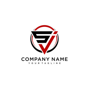 The initial letter SJ or JS in the circle logo design template element.