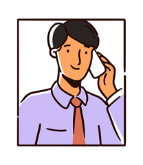 people avatar, business man, isolated on white background. hand drawn line art cartoon vector illustration.