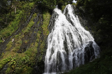知床八景オシンコシンの滝: 北海道道東の日本の滝百選のひとつ（名瀑）