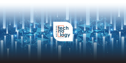 Global network technology blue background