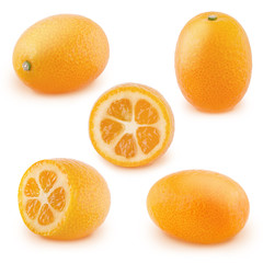 Set of kumquat fruits isolated on white background.