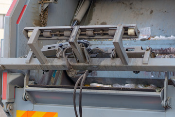 gray rear view garbage truck