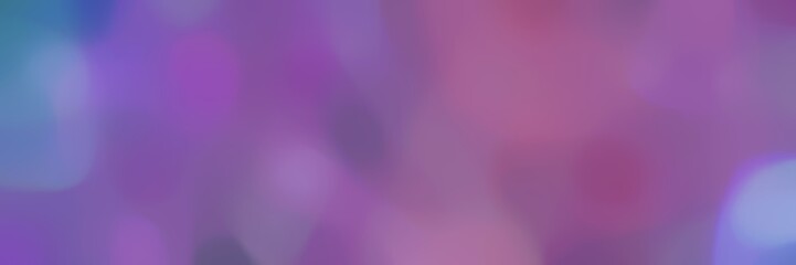 blurred bokeh horizontal banner background with antique fuchsia, steel blue and medium purple colors space for text or image