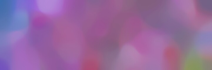 blurred bokeh horizontal card background bokeh graphic with antique fuchsia, medium purple and steel blue colors and free text space