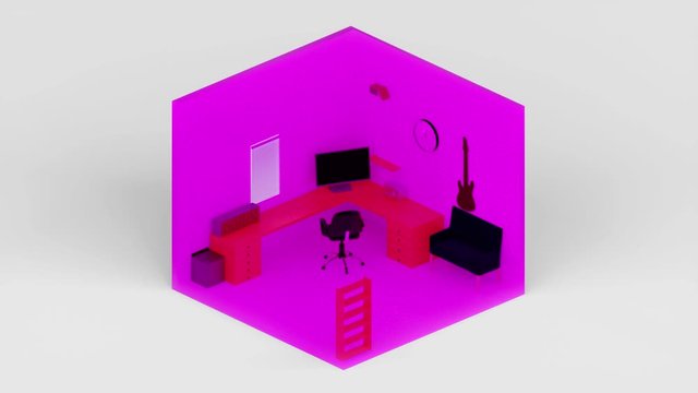 3D room isometry going furniture