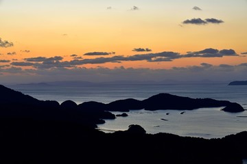 展望公園から見た日没直後の九十九島の情景＠長崎