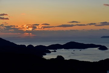 展望公園から見た九十九島の夕焼け情景＠長崎