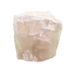 unpolished pink fluorite rock cutout on white