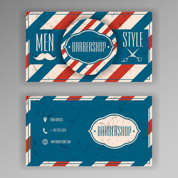 Vintage business card template for barbershop