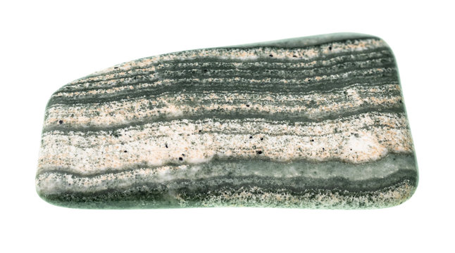 polished skarn rock cutout on white