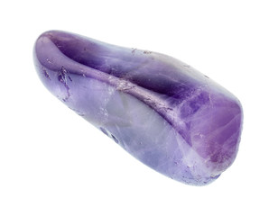 polished amethyst gem stone cutout on white