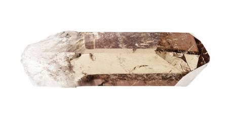 raw crystal of smoky quartz cutout on white
