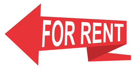 Arrow pointer for rent vector red sign icon banner arrow ribbon for rent