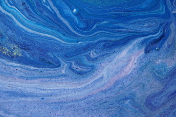 Obraz premium Natural Luxury. Phantom blue. Marbleized effect. Ancient oriental drawing technique. Marble texture. Acrylic painting- can be used as a trendy background for posters, cards, invitations.