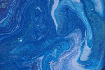 Natural Luxury. Phantom blue. Marbleized effect. Ancient oriental drawing technique. Marble texture. Acrylic painting- can be used as a trendy background for posters, cards, invitations.