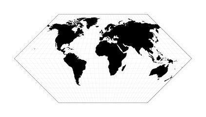 EPS10 Vector World Map. Eckert I projection. Plan world geographical map with graticlue lines. Vector illustration.