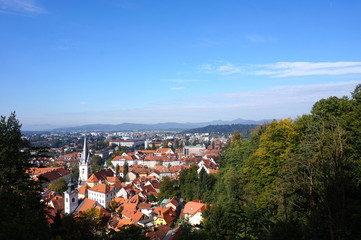 Slovenian village and view over the mountain in the scenery in Ljubljana, Slovenia