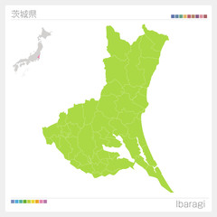 茨城県の地図・Ibaragi（市町村・区分け）