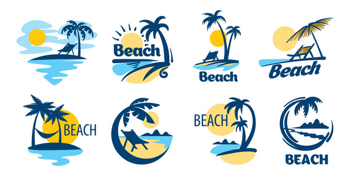 Set of vector icons for the beach