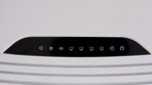Working router with powering lights and internet connection status