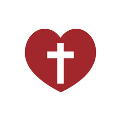 Obraz premium Heart with cross church logo template