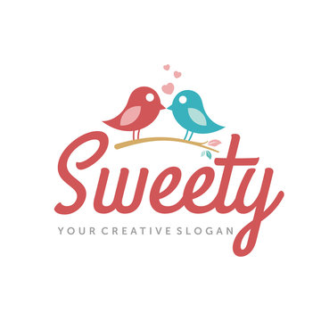 Cute Bird Logo, Cute Bird For Kids Logo Vector