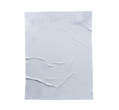 Blank white crumpled and creased paper poster texture isolated on white background © Piman Khrutmuang
