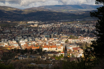 Blick auf Annecy in Frankreich vom Aussichtspunkt grande Jeanne