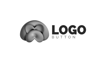 Abstract round shape logo template. Minimal geometrical design, 3d geometric bold symbol in relief style with color blend steps effect. Vector Illustration