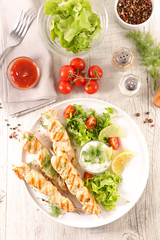 chicken barbecue and sauce and lettuce