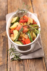 ratatouille- zucchini, eggplant and tomato with rosemary