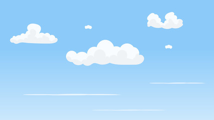 Landscape blue sky and white clouds on sunny day.Cartoon concetp.Vector illustration