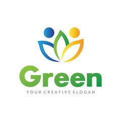 Healthy Life Logo, Green Care Logo, Community, Growth Logo Design Vector
