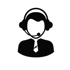 Customer Service and Headset icon isolated on white background